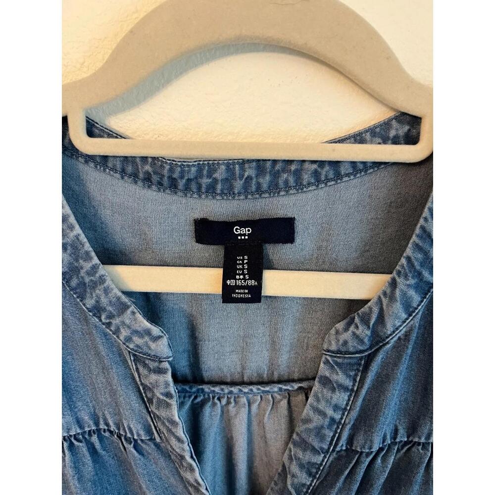 Retro Gap Sleeveless Denim Dress knee length drawstring waist S - Picture 3 of 5